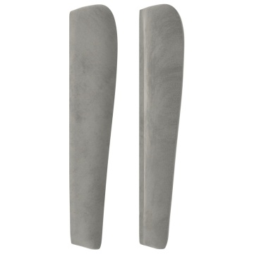 Tăblie de pat cu aripioare gri deschis 103x23x118/128cm catifea - Img 4