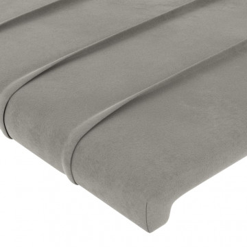 Tăblie de pat cu aripioare gri deschis 103x23x118/128cm catifea - Img 8