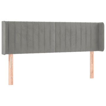 Tăblie de pat cu aripioare gri deschis 147x16x78/88 cm catifea - Img 2