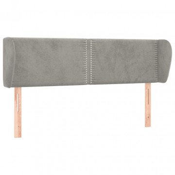 Tăblie de pat cu aripioare gri deschis 147x23x78/88 cm catifea - Img 2