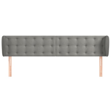 Tăblie de pat cu aripioare gri deschis 163x23x78/88 cm catifea - Img 3
