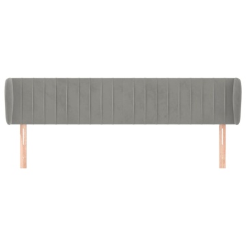 Tăblie de pat cu aripioare gri deschis 163x23x78/88 cm catifea - Img 3