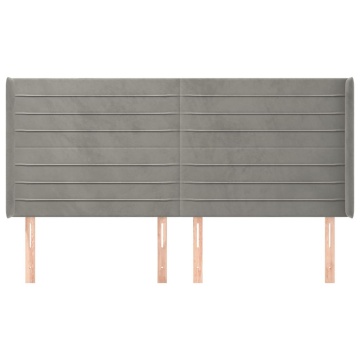 Tăblie de pat cu aripioare gri deschis 183x16x118/128cm catifea - Img 3