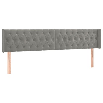 Tăblie de pat cu aripioare gri deschis 183x16x78/88 cm catifea - Img 2