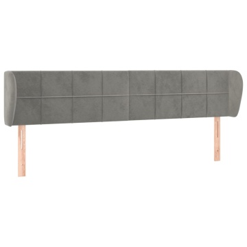 Tăblie de pat cu aripioare gri deschis 183x23x78/88 cm catifea - Img 2