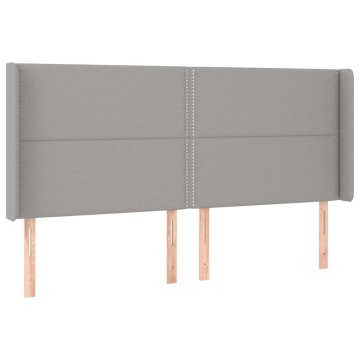 Tăblie de pat cu aripioare gri deschis 203x16x118/128 cm textil - Img 2