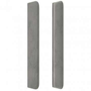 Tăblie de pat cu aripioare gri deschis 203x16x118/128cm catifea - Img 4