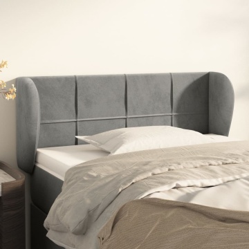 Tăblie de pat cu aripioare gri deschis 83x23x78/88 cm catifea - Img 1
