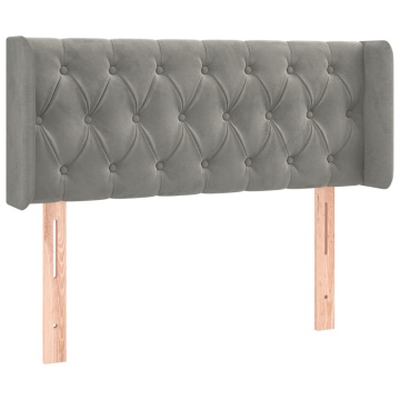 Tăblie de pat cu aripioare gri deschis 93x16x78/88 cm catifea - Img 2