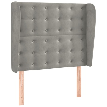 Tăblie de pat cu aripioare gri deschis 93x23x118/128 cm catifea - Img 2