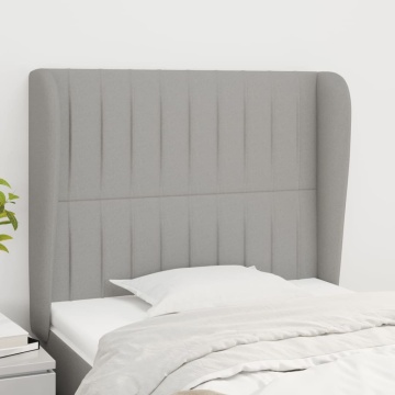 Tăblie de pat cu aripioare gri deschis 93x23x118/128 cm textil - Img 1