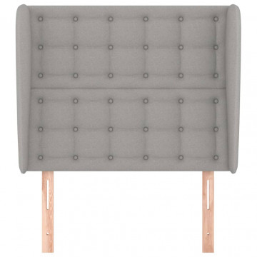 Tăblie de pat cu aripioare gri deschis 93x23x118/128 cm textil - Img 3
