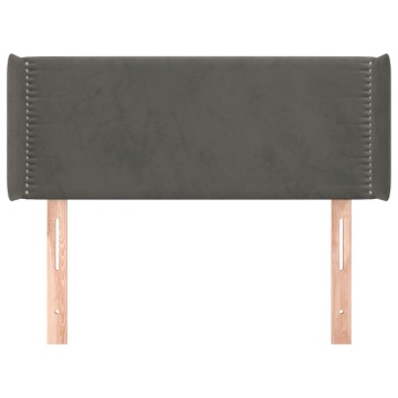 Tăblie de pat cu aripioare gri închis 103x16x78/88 cm catifea - Img 3