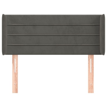 Tăblie de pat cu aripioare gri închis 103x16x78/88 cm catifea - Img 3