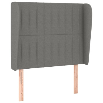 Tăblie de pat cu aripioare gri închis 103x23x118/128 cm textil - Img 2