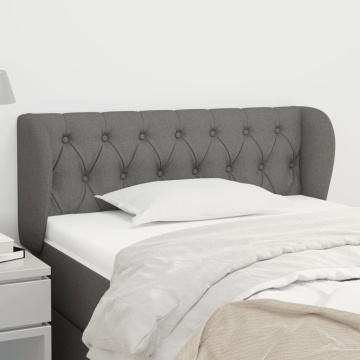 Tăblie de pat cu aripioare gri închis 103x23x78/88 cm textil - Img 1