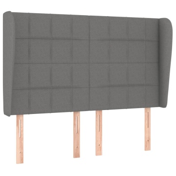Tăblie de pat cu aripioare gri închis 147x23x118/128 cm textil - Img 2