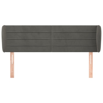 Tăblie de pat cu aripioare gri închis 147x23x78/88 cm catifea - Img 3