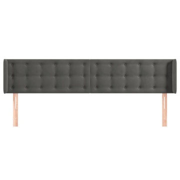Tăblie de pat cu aripioare gri închis 163x16x78/88 cm catifea - Img 3