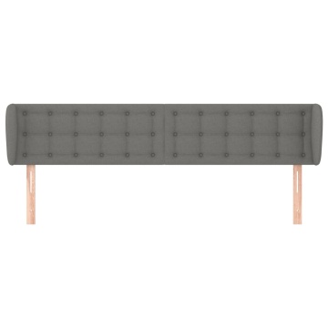 Tăblie de pat cu aripioare gri închis 163x16x78/88 cm textil - Img 3