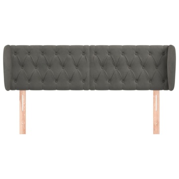Tăblie de pat cu aripioare gri închis 163x23x78/88 cm catifea - Img 3