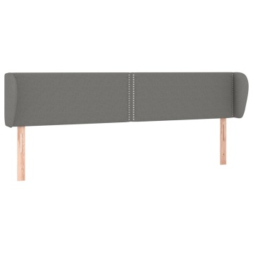 Tăblie de pat cu aripioare gri închis 163x23x78/88 cm textil - Img 2