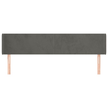 Tăblie de pat cu aripioare gri închis 183x16x78/88 cm catifea - Img 3