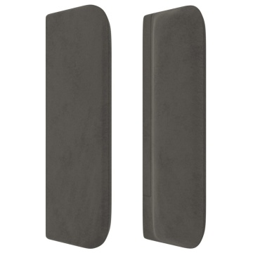 Tăblie de pat cu aripioare gri închis 183x16x78/88 cm catifea - Img 4