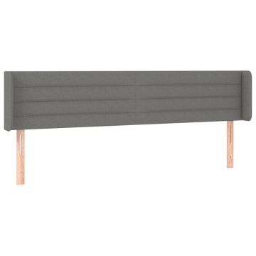Tăblie de pat cu aripioare gri închis 203x16x78/88 cm textil - Img 2
