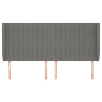 Tăblie de pat cu aripioare gri închis 203x23x118/128 cm, textil - Img 3