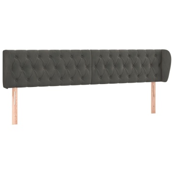 Tăblie de pat cu aripioare gri închis 203x23x78/88 cm catifea - Img 2