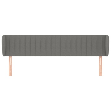 Tăblie de pat cu aripioare gri închis 203x23x78/88 cm textil - Img 3