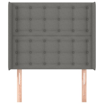 Tăblie de pat cu aripioare gri închis 83x16x118/128 cm textil - Img 3