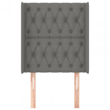 Tăblie de pat cu aripioare gri închis 83x16x118/128 cm textil - Img 3