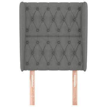 Tăblie de pat cu aripioare gri închis 83x23x118/128 cm textil - Img 3