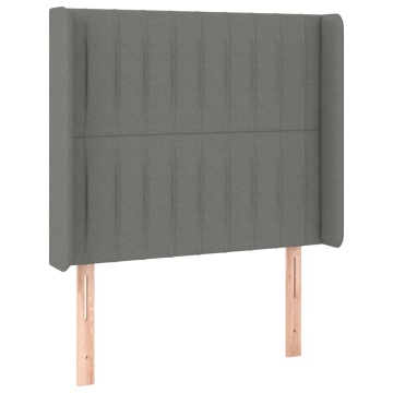 Tăblie de pat cu aripioare gri închis 93x16x118/128 cm textil - Img 2