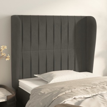 Tăblie de pat cu aripioare gri închis 93x23x118/128 cm catifea - Img 1