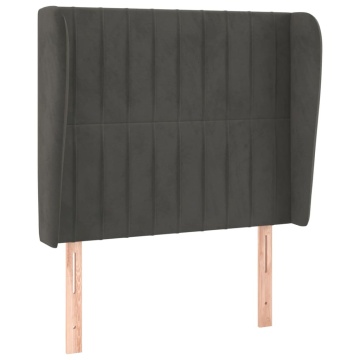 Tăblie de pat cu aripioare gri închis 93x23x118/128 cm catifea - Img 2