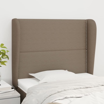 Tăblie de pat cu aripioare gri taupe 93x23x118/128 cm textil - Img 1