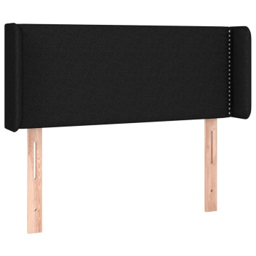 Tăblie de pat cu aripioare negru 103x16x78/88 cm textil - Img 2