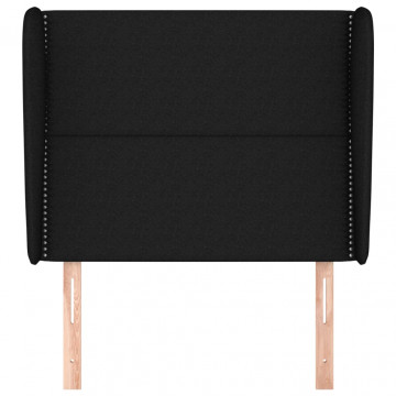 Tăblie de pat cu aripioare, negru, 103x23x118/128 cm, textil - Img 3