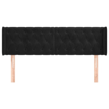 Tăblie de pat cu aripioare negru 147x16x78/88 cm catifea - Img 3