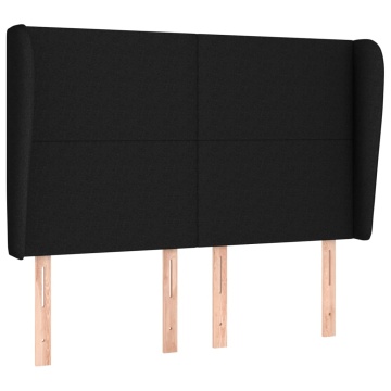 Tăblie de pat cu aripioare, negru, 147x23x118/128 cm, textil - Img 2