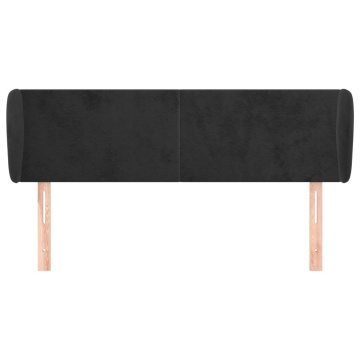 Tăblie de pat cu aripioare negru 147x23x78/88 cm catifea - Img 3