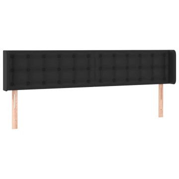 Tăblie de pat cu aripioare negru 163x16x78/88cm piele ecologică - Img 2