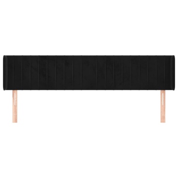 Tăblie de pat cu aripioare negru 183x16x78/88 cm catifea - Img 3