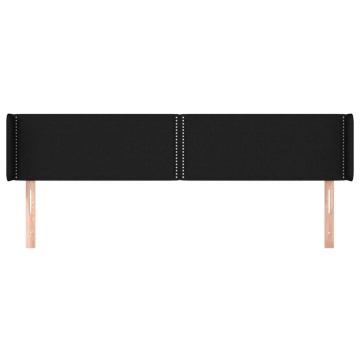 Tăblie de pat cu aripioare negru 183x16x78/88 cm textil - Img 3