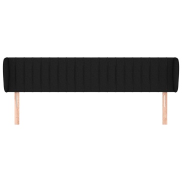 Tăblie de pat cu aripioare negru 203x23x78/88 cm textil - Img 3