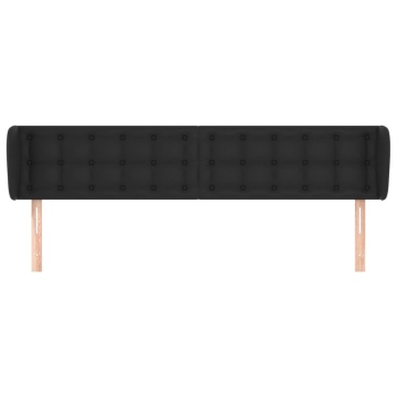 Tăblie de pat cu aripioare negru 203x23x78/88cm piele ecologică - Img 3