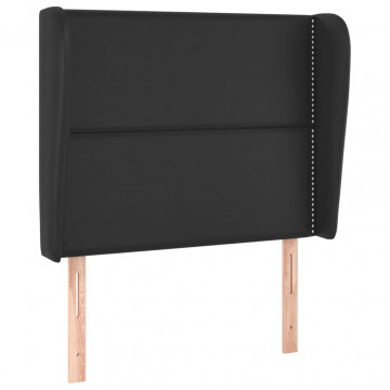 Tăblie de pat cu aripioare, negru, 83x23x118/128 cm, piele eco - Img 2